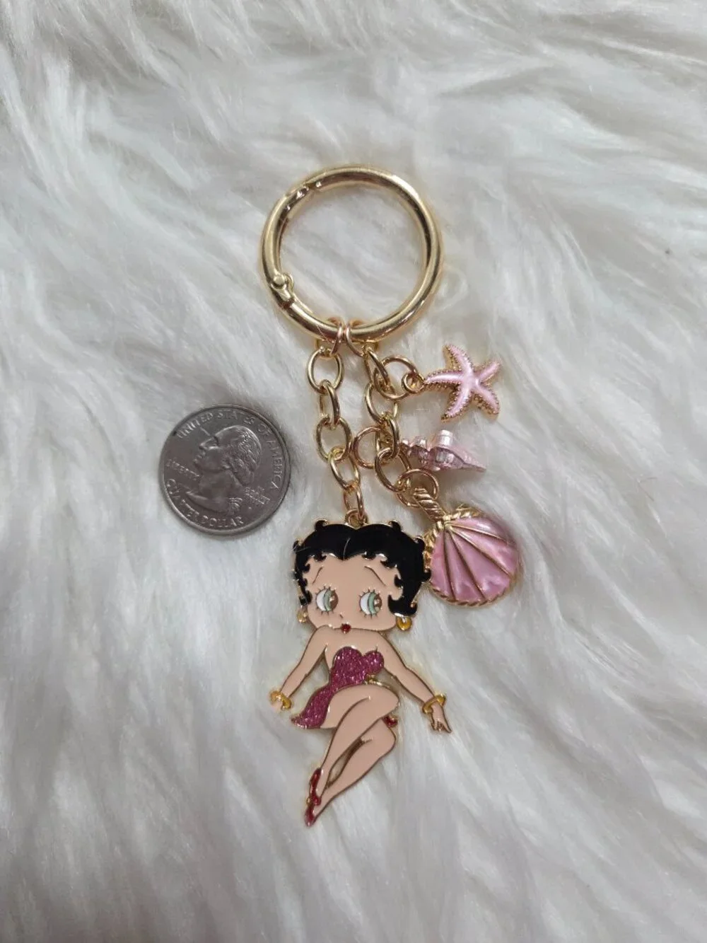Betty Boop with Seashell Accent Keychain